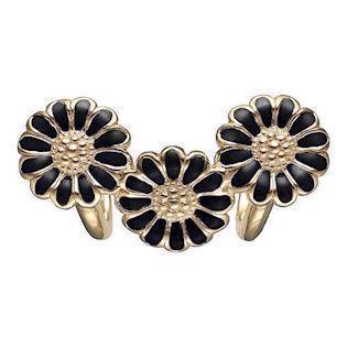 Christina Collect Gold-plated Black Marguerites Trinity Fine row of three daisies with black enamel, model 630-G116Black